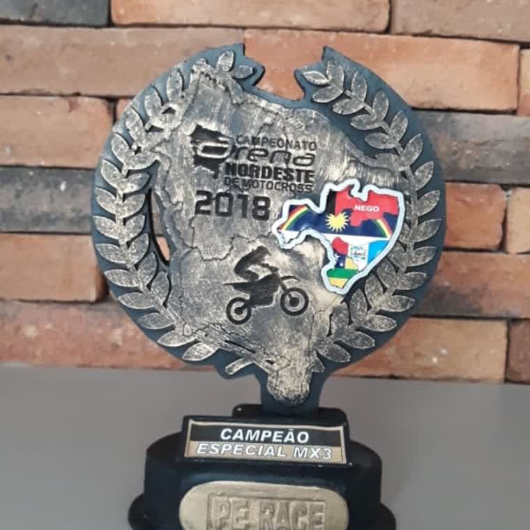 Arena Nordeste de Motocross 2018 — troféu em resina produzido pela M Brace