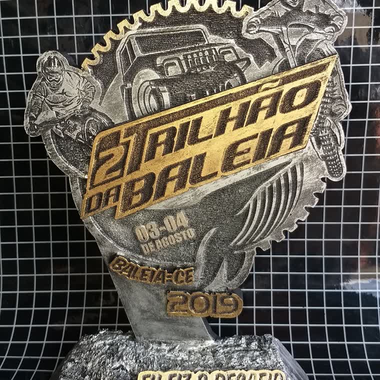 2º Trilhão da Baleia — troféu em resina produzido pela M Brace