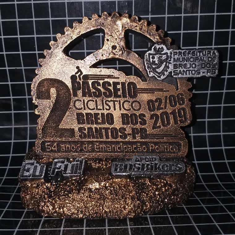 2º Passeio Ciclístico Brejo dos Santos — troféu em resina produzido pela M Brace