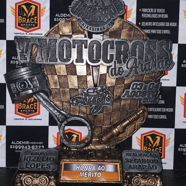 Motocross de Ararão — troféu em resina produzido pela M Brace
