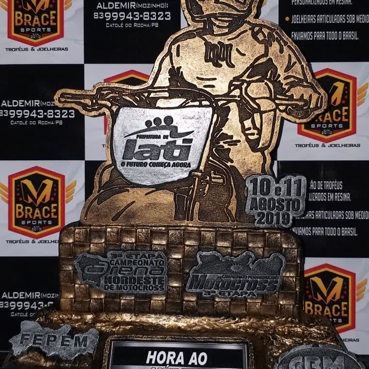 Motocross de Iati — troféu em resina produzido pela M Brace
