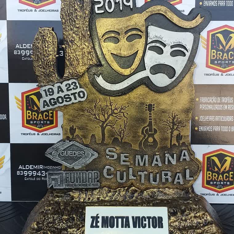 Semana Cultural — troféu em resina produzido pela M Brace