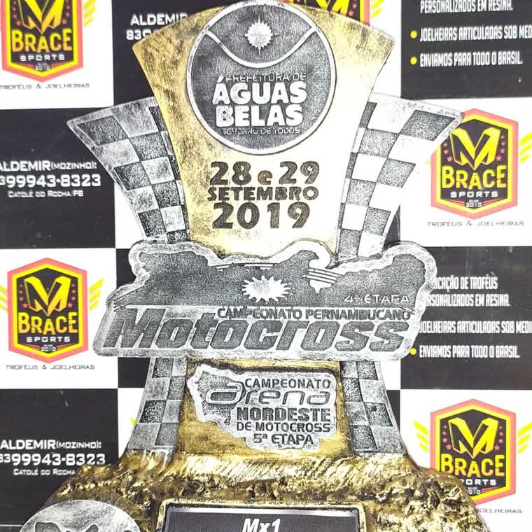 Motocross Águas Belas — troféu em resina produzido pela M Brace