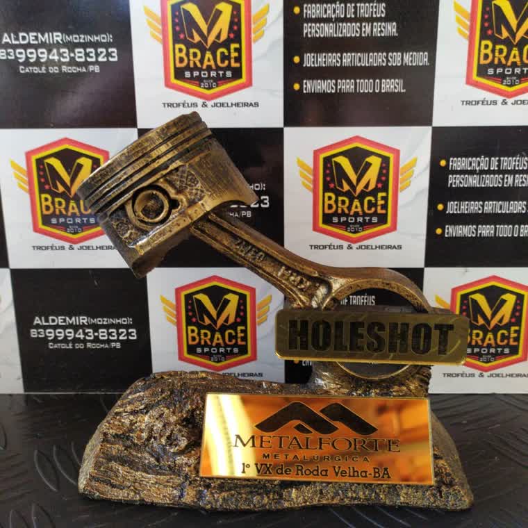 Troféu Holeshot — troféu em resina produzido pela M Brace