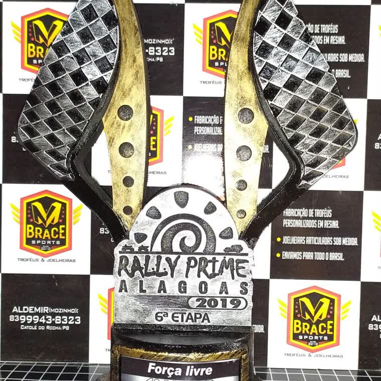Rally Prime Alagoas 6ª etapa — troféu em resina produzido pela M Brace