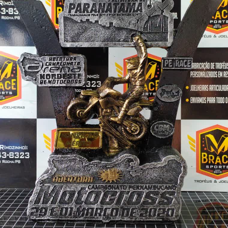 Campeonato Pernambucano de Motocross — troféu em resina produzido pela M Brace