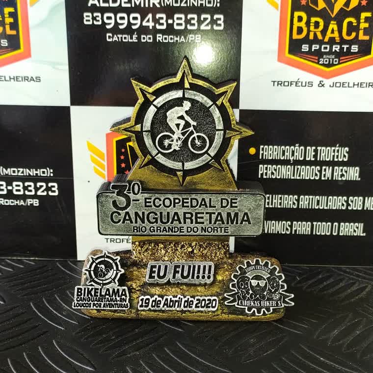 5º Ecopedal de Canguaretama — troféu em resina produzido pela M Brace