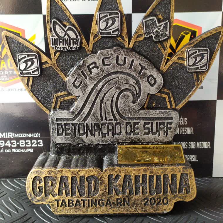 Circuito Detonação de Surf Grand Kahuna — troféu em resina produzido pela M Brace