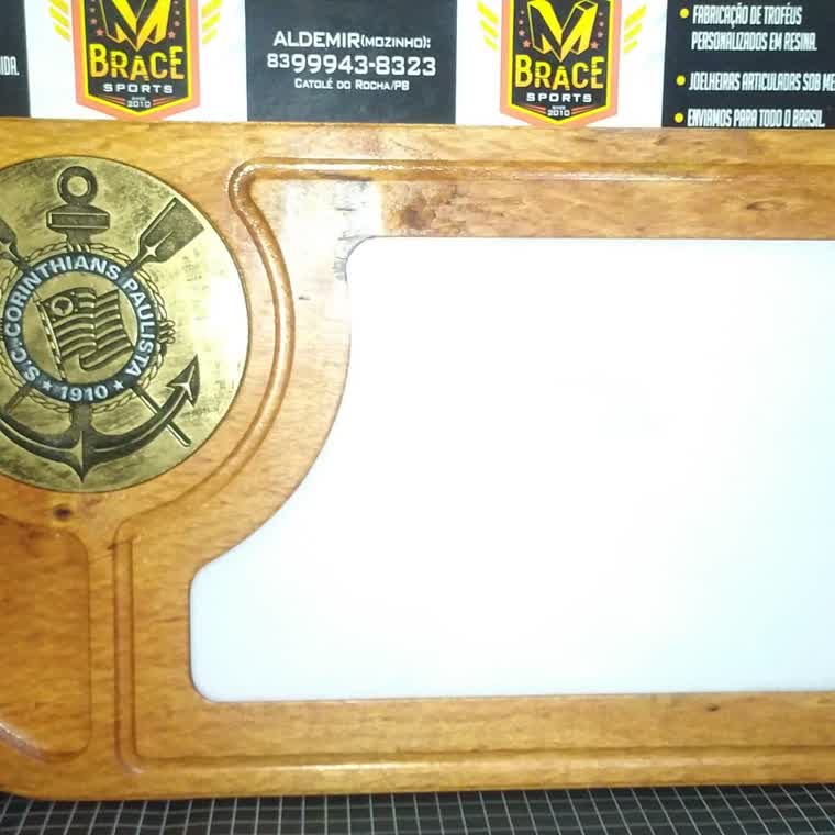 Placa do Corinthians — troféu em resina produzido pela M Brace