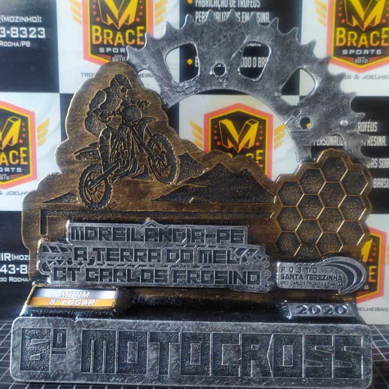Motocross Serra do Espelho — troféu em resina produzido pela M Brace