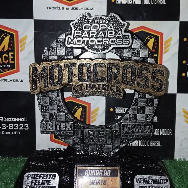 Copa Paraíba de Motocross — troféu em resina produzido pela M Brace