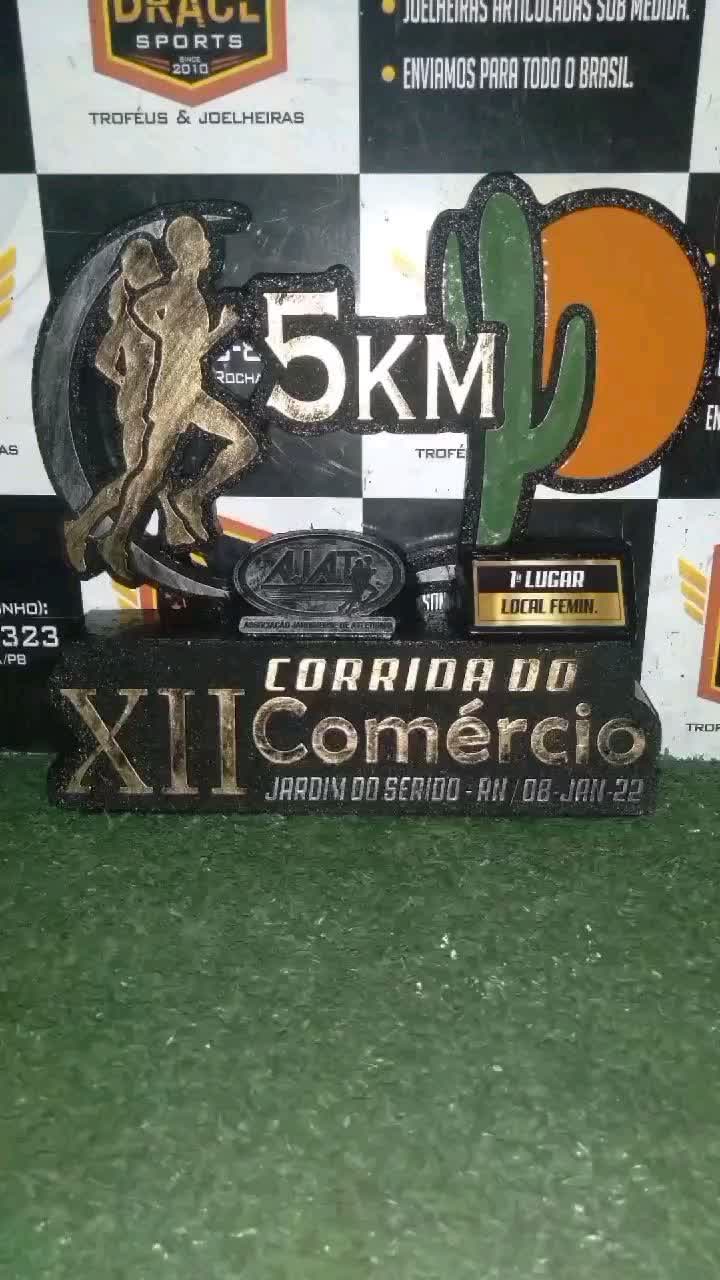 XII Corrida do Comércio 5km — troféu em resina produzido pela M Brace