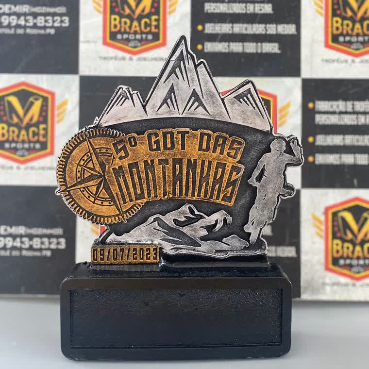 3º GDT das Montanhas — troféu em resina produzido pela M Brace