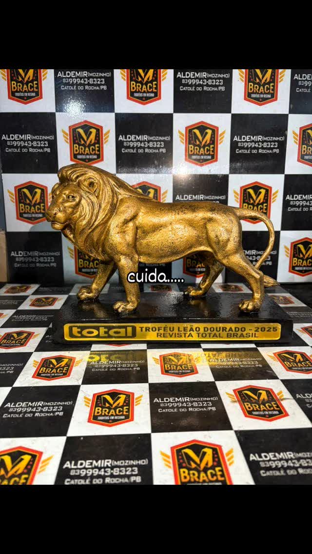 Troféu leão em resina — troféu em resina produzido pela M Brace