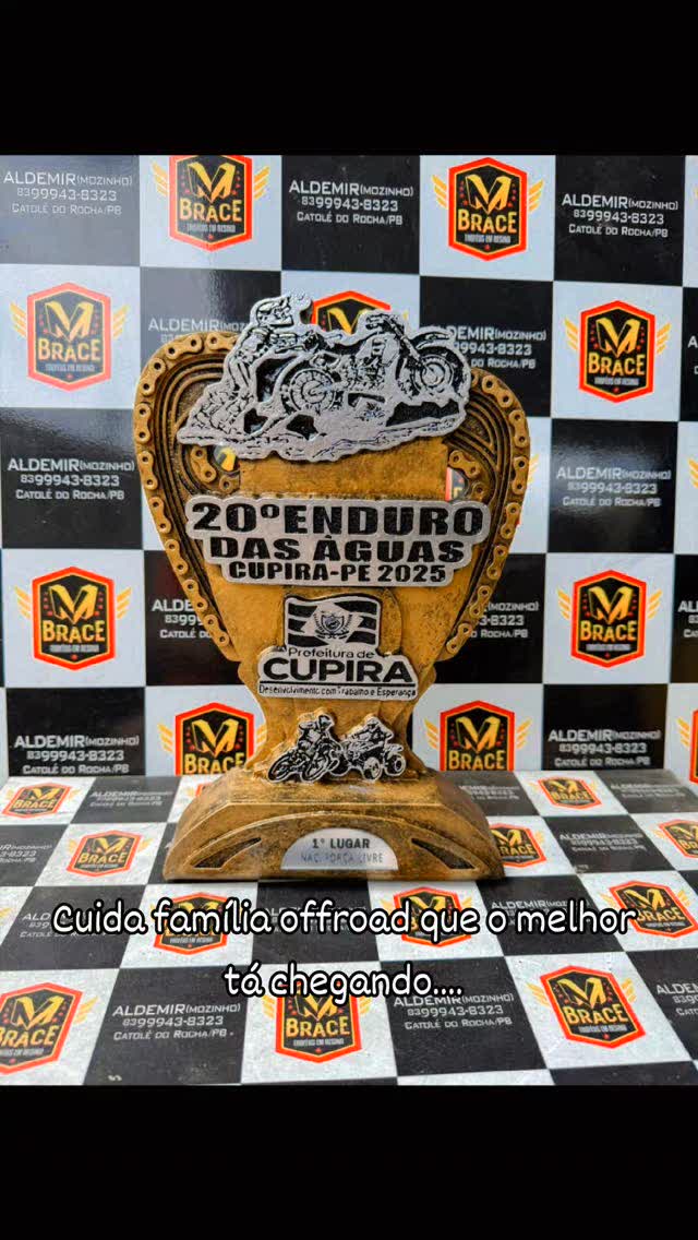 26º Enduro das Águas — troféu em resina produzido pela M Brace