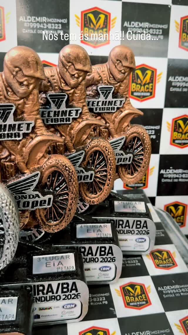 Troféus do Brasileiro de Motocross — troféu em resina produzido pela M Brace