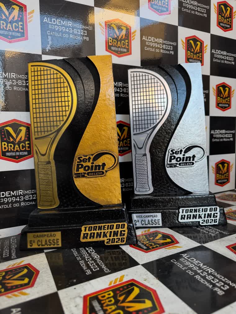 Troféus de Beach Tennis Jet Point — troféu em resina produzido pela M Brace