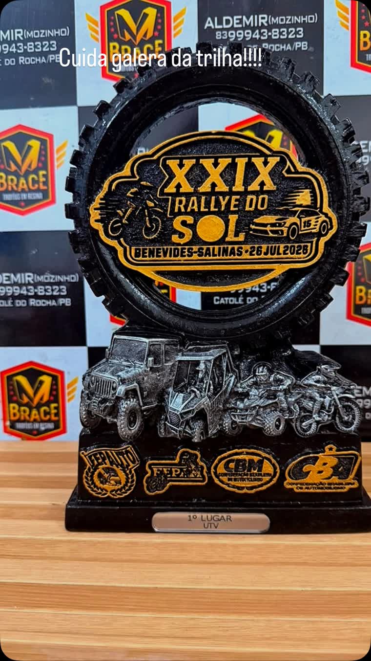 XXIX Rallye do Sol — troféu em resina produzido pela M Brace